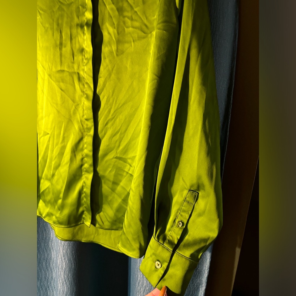 A New Day Bright Green Long Sleeve Button Down Shirt - Picture 4 of 9